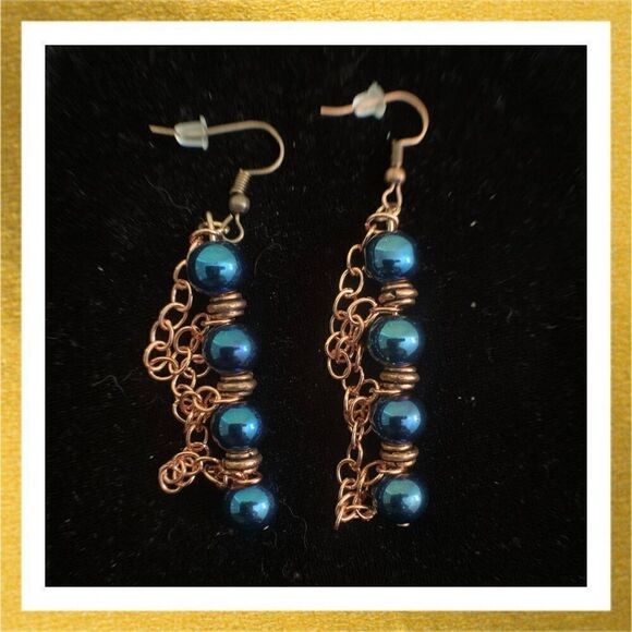 Hand Crafted Jewelry - 3/$20 Hand Crafted BEADED Dangle HANDMADE Rose Gold Chain EARRINGS